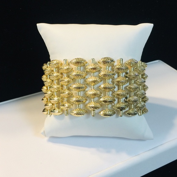 Vintage Signed Coro Gold Tone Wide Bracelet